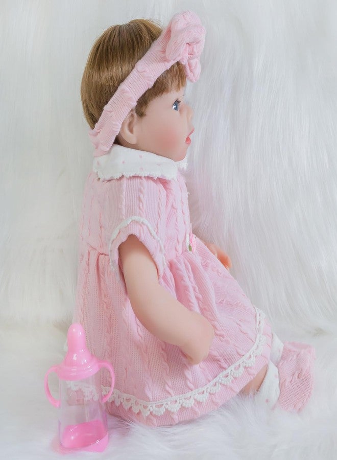 ENADOLL Lifelike Reborn Baby Doll, Newborn Baby Dolls Realistic 16 Inch Girl with Pink Headband Silicone Vinyl Weighted Soft Body Gift Set for Kids Age 3+ - Image 5